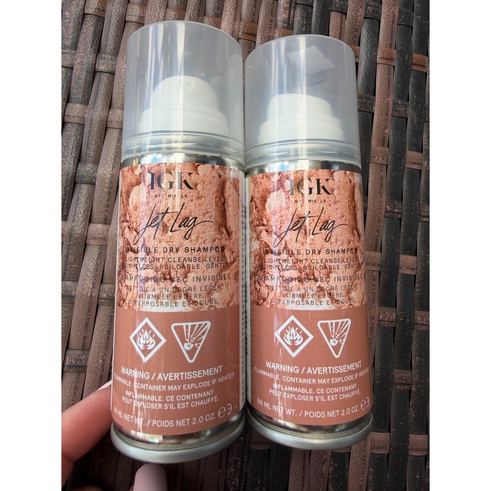 Lot of 2 IGK Jet Lag Invisible Dry Shampoo 2.0 oz Travel Size Volcanic Ash Vegan